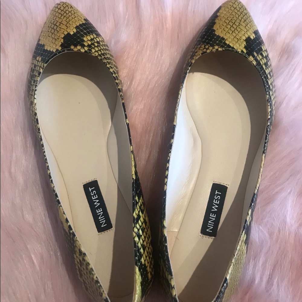 Nine West Yellow Multi Snake Print Flats
